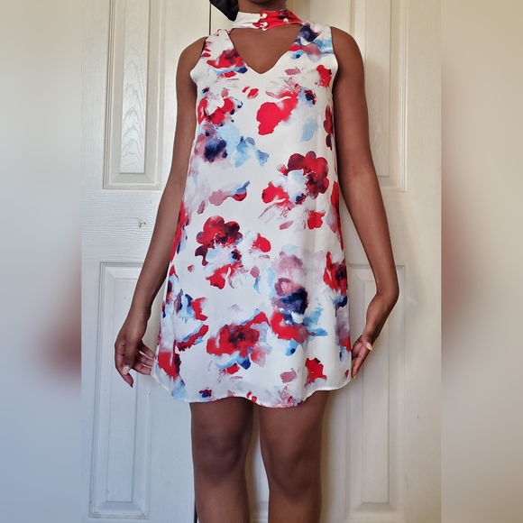 Fashion Nova Floral Pattern Mini Dress with Collar - Picture 4 of 6